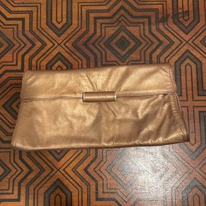 Bronze metallic leather Bcbg Maxazria clutch
